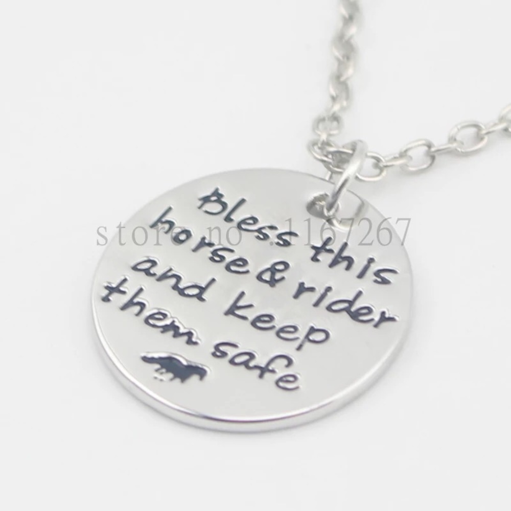 Bless this horse & rider & keep them safe necklace